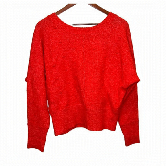 Wearing Your Heart on Your Sleeve Red Alpaca Blend Bobble Sweater Size Medium - Picture 8 of 10